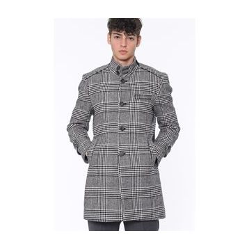 Dewberry PLT8391 Siyah Desenli Erkek Palto