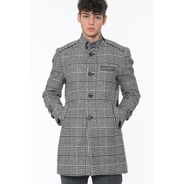 Dewberry PLT8391 Siyah Desenli Erkek Palto