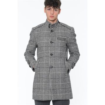 Dewberry PLT8391 Siyah Desenli Erkek Palto