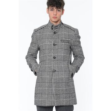 Dewberry PLT8391 Siyah Desenli Erkek Palto