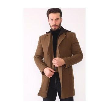 Dewberry PLT8395 Camel Battal Erkek Palto