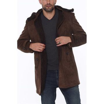 Dewberry PLT8399 Süet Görünümlü Camel Erkek Palto