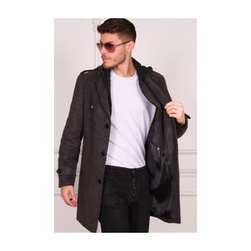Dewberry PLT8401 Desenli Antrasit Erkek Palto
