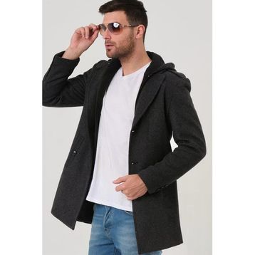 Dewberry Plt8406 Desenli Antrasit Erkek Palto