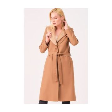 Dewberry Z6671 Açık Camel Kadın Palto