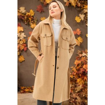 Dewberry Z6777 Camel Kadın Palto