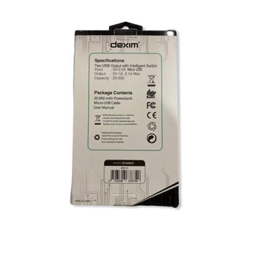 Dexim DCA0025 GC-27 20.000 mAh Rubber Powerbank