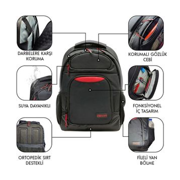 Dexim DXBP40 17 inç Prenium Siyah Notebook Sırt Çantası