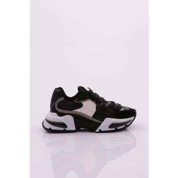 DGN 040 Siyah Kalın Taban Sneaker Kadın Spor Ayakkabı
