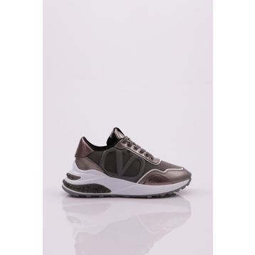 DGN 041 Bej V Desenli Sneaker Kadın Spor Ayakkabı