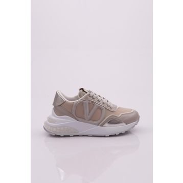 DGN 041 Bej V Desenli Sneaker Kadın Spor Ayakkabı