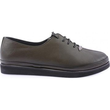 DGN 095 Haki Kadın Kalın Taban Bağcıklı Comfort Ayakkabı