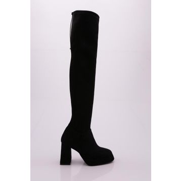 DGN 1900 Kadın Strech Detaylı Fermuarlı Knee High Topuklu Çizme