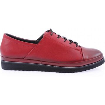DGN 196 Kırmızı Kadın Kalın Taban Bağcıklı Comfort Ayakkabı