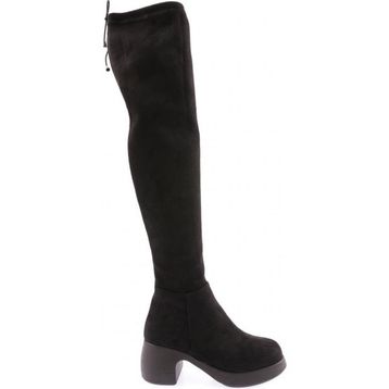 DGN 2100 Siyah Süet Kadın Strech Knee High Topuklu Çizme