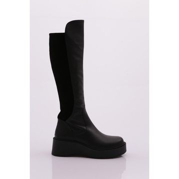 DGN 22535-22K Kadın Kalın Taban Fermuarlı Knee High Çizme