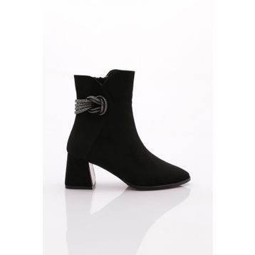 DGN 23122 Siyah Velvet Kadın Topuklu Bot