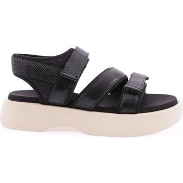 DGN 4830-22Y Siyah Kadın Cırt Bantlı Kalın Taban Sandalet