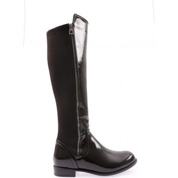 DGN 504 Kadın Arkası Stretch Yanı Fermuarlı Knee High Flats Çizme