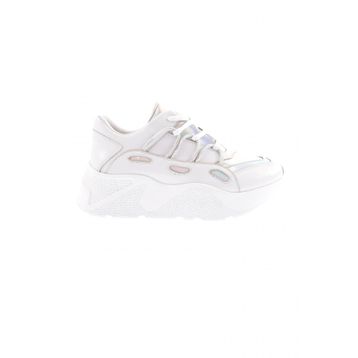 DGN 916-23Y Kalın Taban Tsilver İp Taşlı Sneakers Beyaz Kadın Spor Ayakkabı