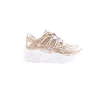 DGN 916-23Y Kalın Taban Tsilver İp Taşlı Sneakers Beyaz Kadın Spor Ayakkabı