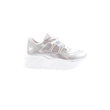 DGN 916-23Y Kalın Taban Tsilver İp Taşlı Sneakers Beyaz Kadın Spor Ayakkabı