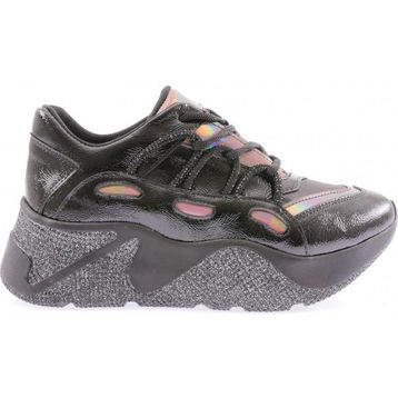 DGN 916-23Y Kalın Taban Tsilver İp Taşlı Sneakers Siyah Kadın Spor Ayakkabı