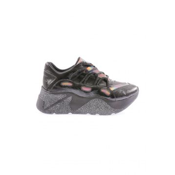 DGN 916-23Y Kalın Taban Tsilver İp Taşlı Sneakers Siyah Kadın Spor Ayakkabı