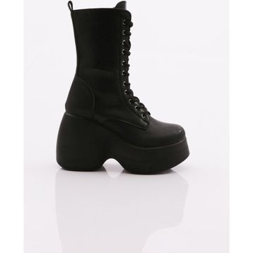 DGN BT32 Siyah Kadın Kalın Taban Bağcıklı Platform Topuklu Bot