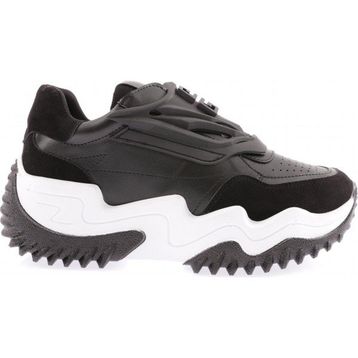 DGN Z35 23Y Kalın Taban Lazer Detaylı Sneakers Siyah Kadın Spor Ayakkabı