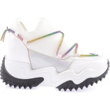 DGN Z94 23Y Mega Kalın Taban Simli İp Detaylı Sneakers Beyaz Kadın Spor Ayakkabı