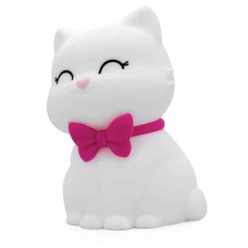Dhink Kedi Tosh Silikon 14x10x9 cm Beyaz Gece Lambası