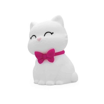 Dhink Kedi Tosh Silikon 14x10x9 cm Beyaz Gece Lambası