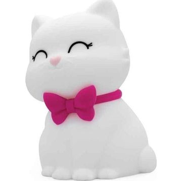 Dhink Kedi Tosh Silikon 14x10x9 cm Beyaz Gece Lambası