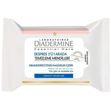 Diadermine Ekspres 3'ü 1 Arada 40'lı Temizleme Mendili