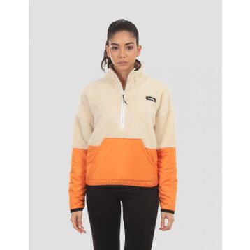 Diadora Colorblock W 1/2 Zip Sherpa Jacket Krem Renk Kadın Yarım Fermuarlı Üst