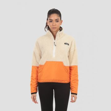 Diadora Colorblock W 1/2 Zip Sherpa Jacket Krem Renk Kadın Yarım Fermuarlı Üst