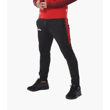 Diadora Ritim Erkek Likralı Siyah Kırmızı Eşofman Altı