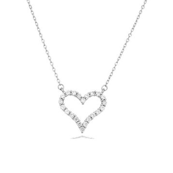 Diamond Swarovski Taşlı Kalp Kadın Gümüş Kolye