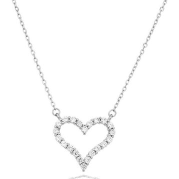 Diamond Swarovski Taşlı Kalp Kadın Gümüş Kolye