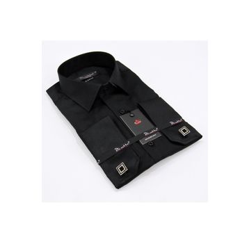Dicotto 197-6 Siyah 8 Drop Micro Kumaş Kol Düğmeli Slim Fit Erkek Gömlek