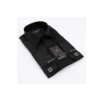 Dicotto 197-6 Siyah 8 Drop Micro Kumaş Kol Düğmeli Slim Fit Erkek Gömlek