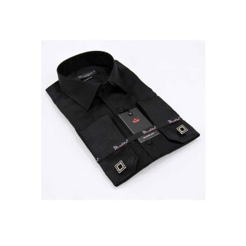 Dicotto 197-6 Siyah 8 Drop Micro Kumaş Kol Düğmeli Slim Fit Erkek Gömlek