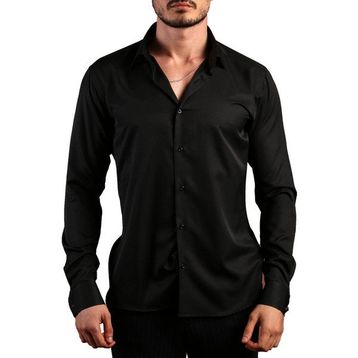 Dicotto 197-6 Siyah 8 Drop Micro Kumaş Kol Düğmeli Slim Fit Erkek Gömlek