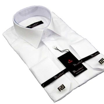 Dicotto Beyaz Micro Kumaş Kol Düğmeli Slim Fit Düz Renk Erkek Gömlek