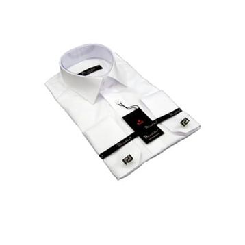 Dicotto Beyaz Micro Kumaş Kol Düğmeli Slim Fit Düz Renk Erkek Gömlek