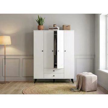 Dienni Simple Raflı 2 Çekmeceli 120x44x176 Beyaz Gardırop
