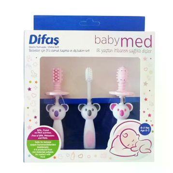 Difaş Babymed Pembe Damak Kaşıma ve Diş Bakım Seti
