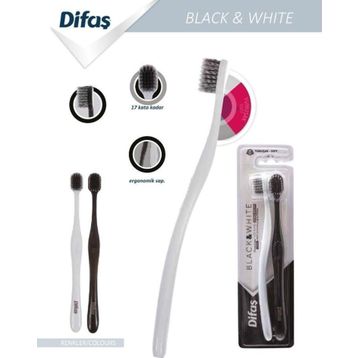 Difaş Black and White Yumuşak 2 Adet Diş Fırçası