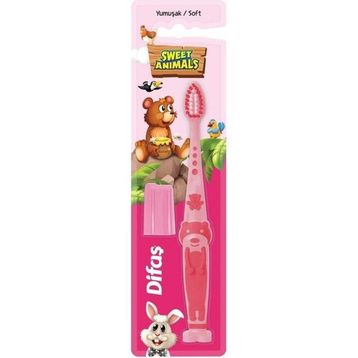 Difaş Sweet Animals Yumuşak Pembe Diş Fırçası